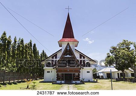 Catholic church on Samosir Island, Lake Toba, North Sumatra, Indonesia View Large Photo Image Stock Photo - Catholic church on Samosir Island, Lake Toba, North Sumatra, Indonesia. Fotosearch