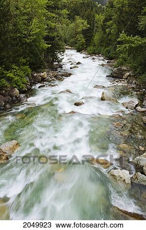 Stock Image - Cayoosh Creek Along Duffey Lake Road, Highway 99, British Columbia. Fotosearch