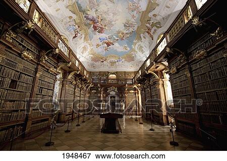 Stock Photo - Ceiling fresco by Paul Troge in the Library of Stift Melk Benedictine Monastery, Lower Austria, Austria. Fotosearch