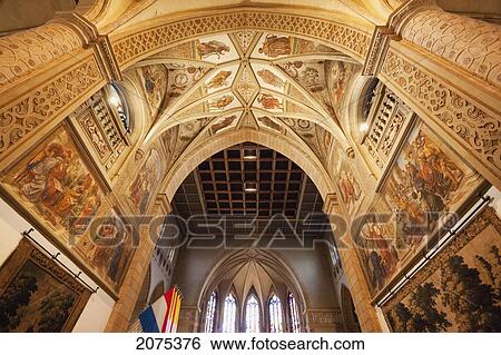 Stock Photograph - Ceiling Of The Cathedral Of The Blessed Virgin (Notre Dame Cathedral), Luxembourg. Fotosearch