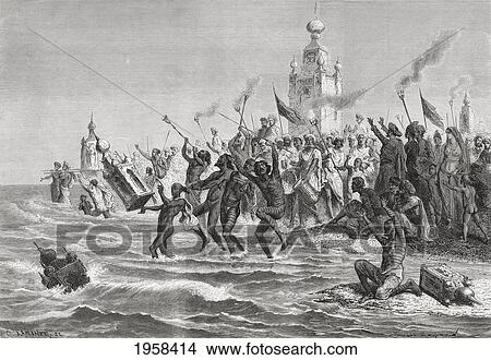 Picture - Celebrating The Moharum Festival In Remembrance Of The Martyrdom Of Imam Hussein, Bombay, India In The 19Th Century. From El Mundo En La Mano, Published 1878.. Fotosearch