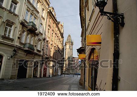 Celetna Street And Old Town Hall, Prague, Czech Republic View Large Photo Image Stock Photo - Celetna Street And Old Town Hall, Prague, Czech Republic. Fotosearch