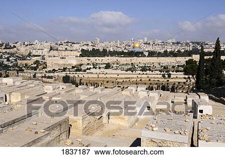 Stock Photo - Cemetery On Hill; Jerusalem, Israel. Fotosearch