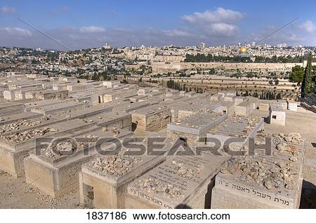 Stock Photograph - Cemetery On Hill; Jerusalem, Israel. Fotosearch