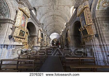 Stock Image - Central nave of San Pedro Cathedral, Juli, Puno, Peru. Fotosearch