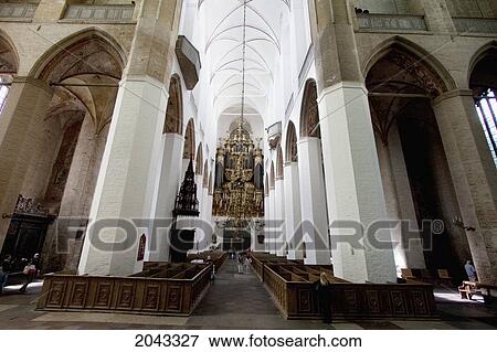 Stock Photo - Central Nave Of The Church Of St. Mary, Stralsund, Germany. Fotosearch