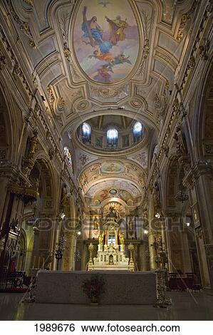 Stock Photograph - Central nave of the Metropolitan Cathedral, Santiago, Metropolitan Region, Chile. Fotosearch