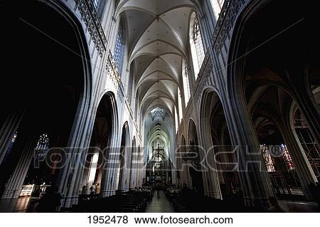 Central nave of the Onze Lieve Vrouwekathedraal (Cathedral of our Lady), Antwerp, Belgium View Large Photo Image Stock Photo - Central nave of the Onze Lieve Vrouwekathedraal (Cathedral of our Lady), Antwerp, Belgium. Fotosearch