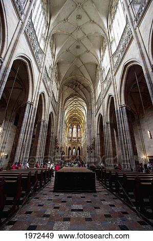 Stock Photo - Central Nave Of The St. Vitus Cathedral, Prague, Czech Republic. Fotosearch