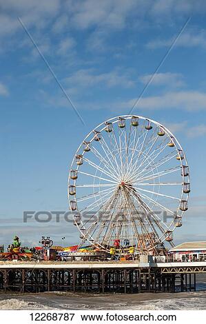 Central Pier; Blackpool, Lancashire, England View Large Photo Image Stock Photo - Central Pier; Blackpool, Lancashire, England. Fotosearch
