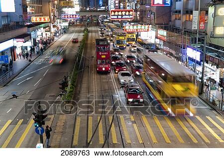 Stock Image - Central Street Scene, Hong Kong, China. Fotosearch