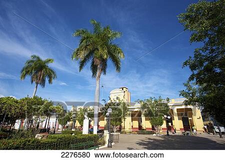 Stock Image - Cespedes Park; Trinidad, Cuba. Fotosearch