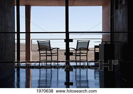 Stock Photo - Chairs On The Terrace Of The Paranal Residencia At The European Southern Observatory, Antofagasta Region, Chile. Fotosearch