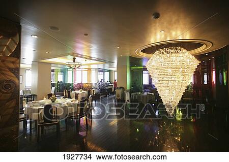 Picture - Chandelier And Interior Of The Whampoa Club, Alongside The Huangpu River, Three On The Bund, Shanghai, China. Fotosearch