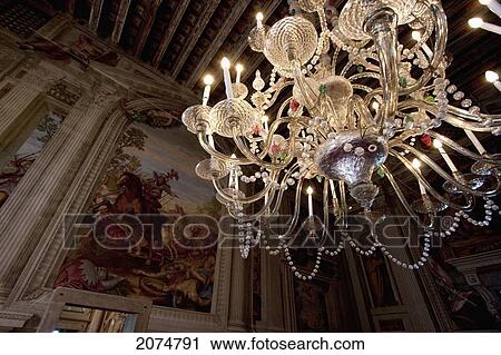 Stock Image - Chandelier In The Main Hall Of Villa Godi Malinverni By Andrea Palladio, Lonedo Di Lugo, Italy. Fotosearch