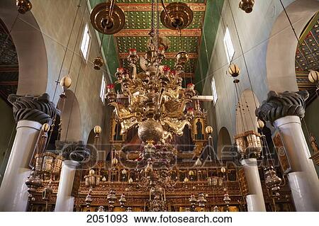 Stock Image - Chandelier Inside The Great Basilica Of The Transfiguration (Catholicon Of The Transfiguration) In The Holy Monastery Of St. Catherine At Mount Sinai, South Sinai, Egypt. Fotosearch