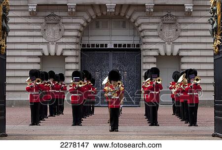 Changing of the guard, Buckingham Palace; London, England View Large Photo Image Stock Photo - Changing of the guard, Buckingham Palace; London, England. Fotosearch