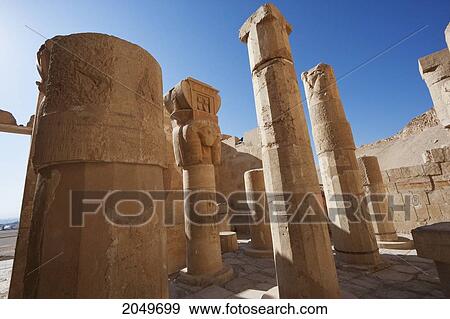 Stock Photo - Chapel Of Hathor In The Hatshepsut Temple In Thebes (Deir-El-Bahri), Qina, Egypt. Fotosearch