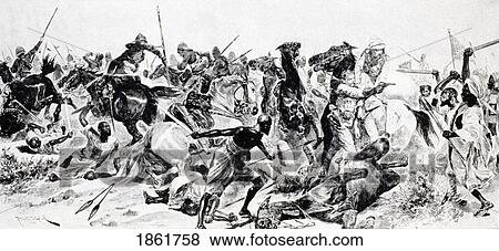 Stock Photo - Charge Of The 21St Lancers At Omdurman After Drawing By R. Caton Woodville In Illustrated London News September 24 1898 From A Roving Commission By Winston S. Churchill Published By Scribners 1930. Fotosearch