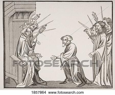Picture - Charlemagne 742 Or 747 To 814 Receiving Oath Of Fidelity And Homage From One Of His Great Feudatories Or High Barons. Facsimile From 14Th Century Miniature From Chronicles Of St Denis. Fotosearch