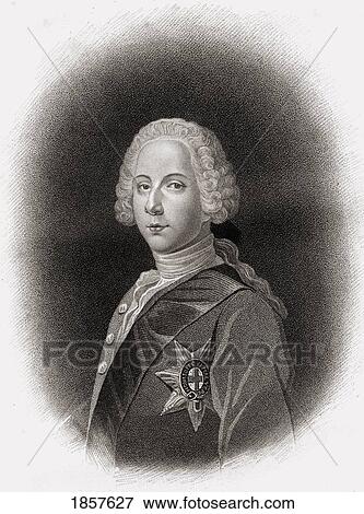 Stock Photo - Charles Edward, The Young Pretender, Bonnie Prince Charlie 1720-1788. Engraved By M. Page From An Original Picture By Vandeist, In The Possession Of Earl Beauchamp. From The Book The History Of Scotland Published 1828.. Fotosearch