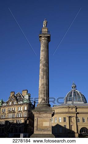 Picture - Charles Grey's Monument and Georgian era buildings in Grainger Town; Newcastle, England. Fotosearch