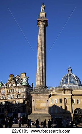 Stock Photography - Charles Grey's Monument and Georgian era buildings in Grainger Town; Newcastle, England. Fotosearch