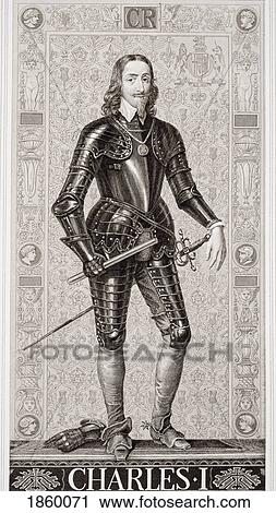Stock Image - Charles I, 1600-1649 King Of England, Scotland Wales And Ireland. Engraved By H. Bourne, Drawn By J. L. Williams After Van Dyke. From The Book ÃƒÂ¢Ã¢â€šÂ¬Ã…â€œIllustrations Of English And Scottish HistoryÃƒÂ¢Ã¢â€šÂ¬Ã‚Â Volume 1. Fotosearch