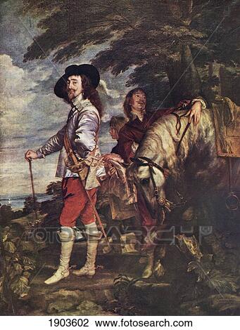 Stock Image - Charles I. Painting By Sir Anthony Van Dyck. King Charles I Of England, 1600 - 1649. From The World's Greatest Paintings, Published By Odhams Press, London, 1934.. Fotosearch