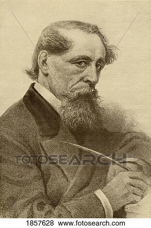 Stock Photo - Charles John Huffam Dickens, 1812-1870. English Novelist. From The Book The Masterpiece Library Of Short Stories, English, Volume 7. Fotosearch