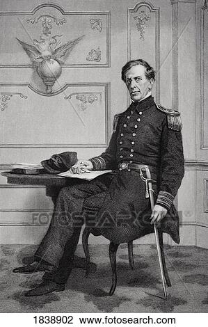 Stock Image - Charles Wilkes 1798 To 1877. American Naval Officer Who Explored Area Of Antarctica Now Known As Wilkes Land. From Painting By Alonzo Chappel. Fotosearch