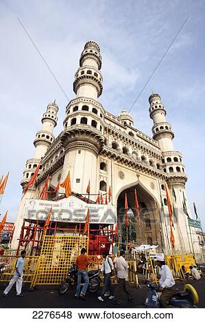 Charminar Mosque; Hyderabad, Andhra Pradesh, India View Large Photo Image Stock Photo - Charminar Mosque; Hyderabad, Andhra Pradesh, India. Fotosearch