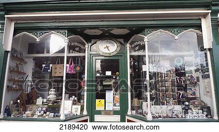 Stock Image - Charming Shops In Lynmouth, Exmoor, United Kingdom. Fotosearch