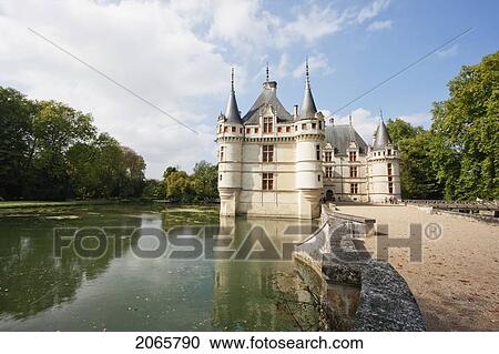 Stock Image - Chateau D'azay-Le-Rideau, Azay-Le-Rideau, Indre-Et-Loire, France. Fotosearch