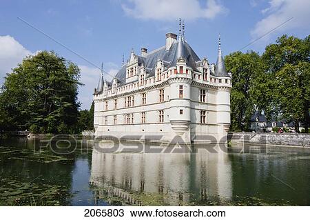 Stock Image - Chateau D'azay-Le-Rideau, Azay-Le-Rideau, Indre-Et-Loire, France. Fotosearch