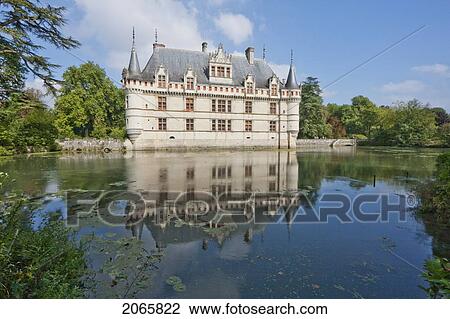 Stock Image - Chateau D'azay-Le-Rideau, Azay-Le-Rideau, Indre-Et-Loire, France. Fotosearch