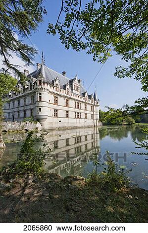 Stock Image - Chateau D'azay-Le-Rideau, Azay-Le-Rideau, Indre-Et-Loire, France. Fotosearch