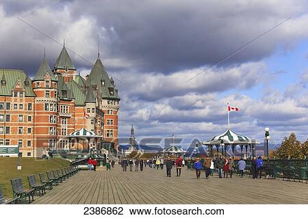 Chateau Frontenac and Dufferin Terrace; Quebec City, Quebec, Canada View Large Photo Image Stock Image - Chateau Frontenac and Dufferin Terrace; Quebec City, Quebec, Canada. Fotosearch