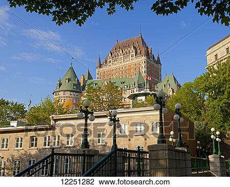 Stock Image - Chateau Frontenac and the lower old city; Quebec City, Quebec, Canada. Fotosearch