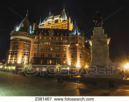 Chateau Frontenac illuminated at nighttime; Quebec City, Quebec, Canada View Large Photo Image Stock Photo - Chateau Frontenac illuminated at nighttime; Quebec City, Quebec, Canada. Fotosearch