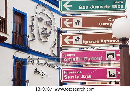 Stock Photo - Che Guevara Image And Road Signs.. Fotosearch