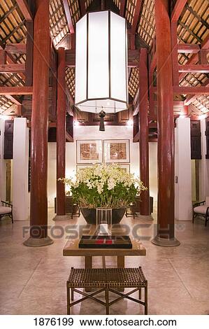 Stock Photo - Chiang Mai, Thailand; The Lobby Of The Rachamankha Hotel. Fotosearch