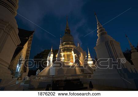 Stock Image - Chiang Mai, Thailand; Wat Suan Dok Temple. Fotosearch