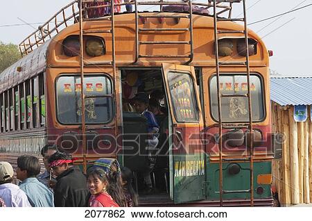 Stock Image - Chicken Bus, Panajachel, Solol. Fotosearch