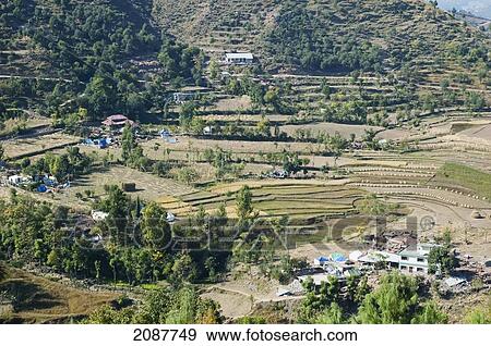 Stock Photo - Chikar Valley After The 8 October 2005 Earthquake, Azad Kashmir, Pakistan. Fotosearch