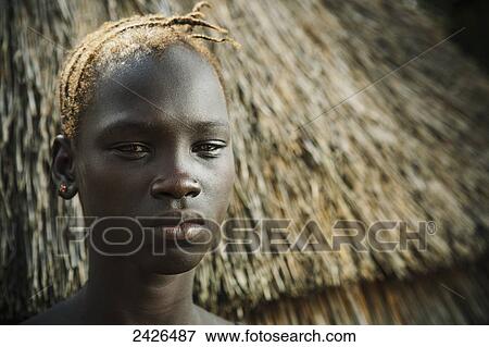 Stock Photo - Children of the Nuer tribe, close to Gambella in Western Ethiopia; Ethiopia. Fotosearch