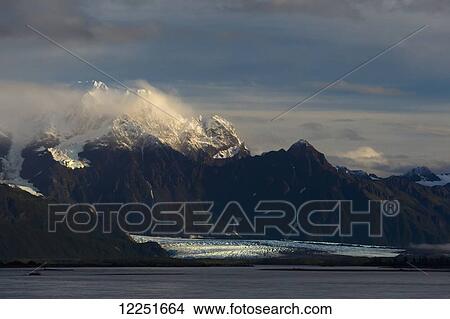 Picture - Child's Glacier in the evening; Cordova, Alaska, United States of America. Fotosearch