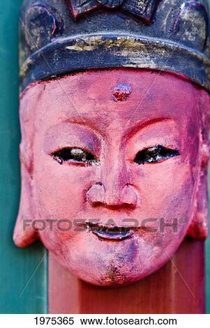 Stock Photography - China, Beijing, Ancient Buddha Face.. Fotosearch