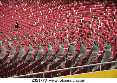 Stock Image - China, Beijing, Seating in Bird's Nest Stadium; Beijing, China. Fotosearch