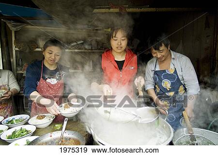 China, Beijing, Workers At A Noodle Shop In Mao'er Hutong. View Large Photo Image Stock Photo - China, Beijing, Workers At A Noodle Shop In Mao'er Hutong.. Fotosearch